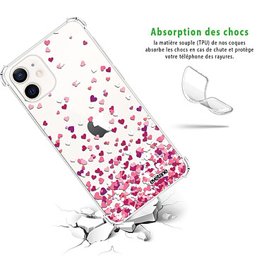 Avis Evetane Coque iPhone 12 mini anti-choc souple angles renforcés transparente Motif Confettis De Coeur
