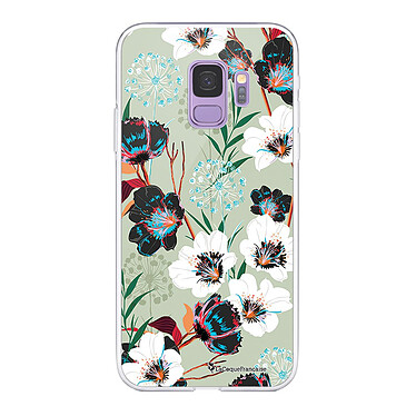 LaCoqueFrançaise Coque Samsung Galaxy S9 360 intégrale transparente Motif Fleurs vert d'eau Tendance