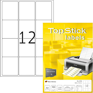 TOP STICK Etiquette universelle, 63,5 x 72 mm, blanc