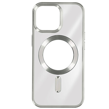 Avizar Coque MagSafe pour iPhone 15 Pro Max Silicone Protection Caméra  Contour Chromé Argent