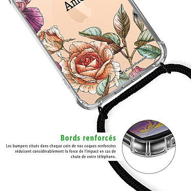 Acheter LaCoqueFrançaise Coque cordon iPhone 11 Pro Max Dessin Amour en fleurs