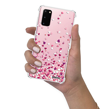 Evetane Coque Samsung Galaxy S20 anti-choc souple angles renforcés transparente Motif Confettis De Coeur pas cher