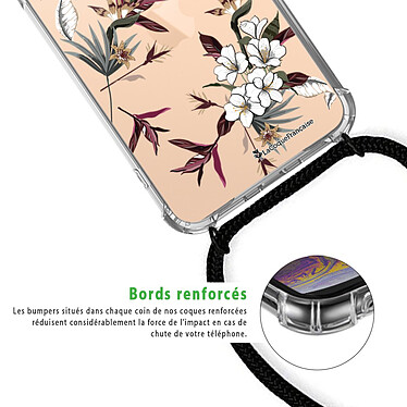 Acheter LaCoqueFrançaise Coque cordon iPhone 11 Pro noir Dessin Fleurs Sauvages