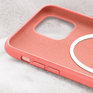 Avis Avizar Coque Magsafe pour iPhone 15 Plus Silicone Souple Soft touch  rose corail