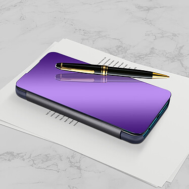 Avizar Housse Huawei P smart 2020 Clapet translucide Design Miroir Support Vidéo violet pas cher