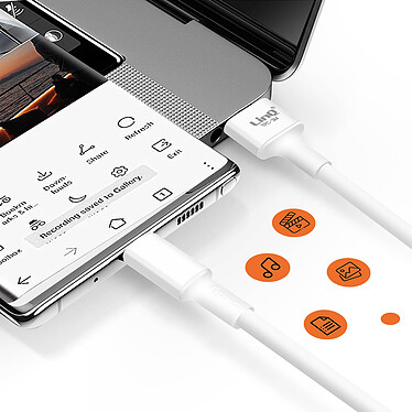 Acheter LinQ Câble USB vers USB C 3A Longueur 3m Charge et Synchronisation Fichiers Blanc