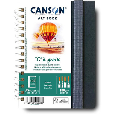 CANSON Carnet Croquis ART BOOK 'C' à Grain 180g A5 Blanc 50 Feuilles