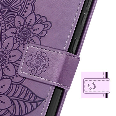 Avizar Étui Fleurs Mandala pour Samsung Galaxy A35 5G Portefeuille Dragonne Violet pas cher