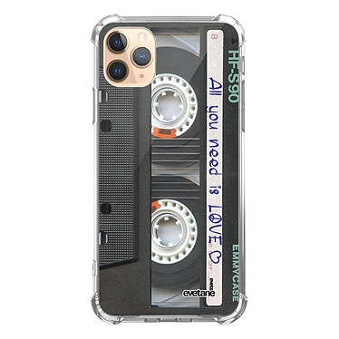 Evetane Coque iPhone 11 Pro Max anti-choc souple angles renforcés transparente Motif Cassette