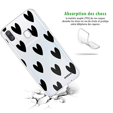 Avis Evetane Coque Samsung Galaxy A40 360 intégrale transparente Motif Coeurs Noirs Tendance