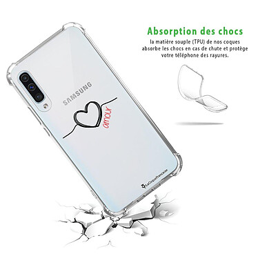 Avis LaCoqueFrançaise Coque Samsung Galaxy A70 anti-choc souple angles renforcés transparente Motif Coeur Noir Amour