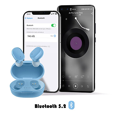 Acheter Écouteurs Bluetooth 5.2 avec Étui de Charge Autonomie 12 Heures Son Clair Bleu