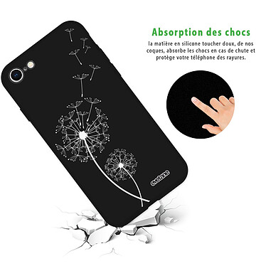 Avis Evetane Coque iPhone 7/8/ iPhone SE 2020 Silicone Liquide Douce noir Pissenlit