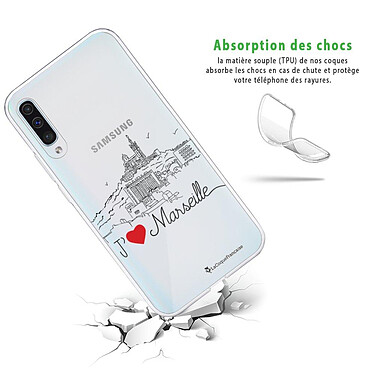 Avis LaCoqueFrançaise Coque Samsung Galaxy A50 360 intégrale transparente Motif J'aime Marseille Tendance