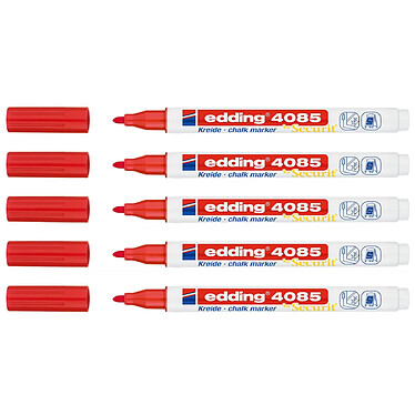 EDDING Marqueur Craie Liquide 4085 Rouge Pointe Ronde 1-2 mm x 5