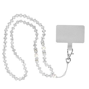 Avizar Cordon pour Smartphone Universel Coque et Étui Pendentif avec perles 74cm  blanc