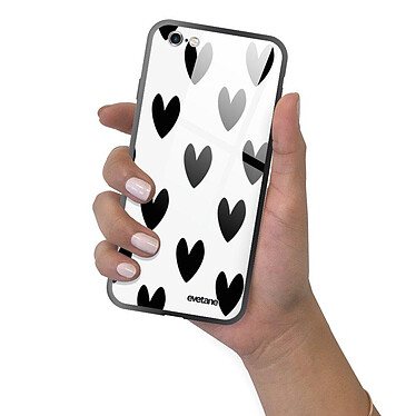 Evetane Coque iPhone 6/6s Coque Soft Touch Glossy Coeurs Noirs Design pas cher