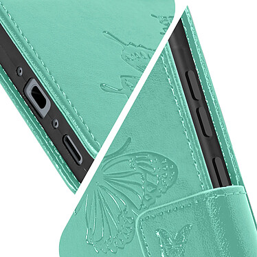 Avizar Étui pour Samsung A35 5G Portefeuille Papillon avec Dragonne Turquoise pas cher