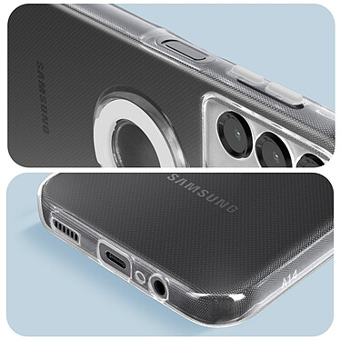 Avizar Coque pour Samsung Galaxy A14 4G et 5G avec Cache Caméra Coulissant Bague Support  blanc pas cher