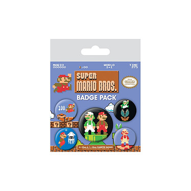 Super Mario Bros -  Pack 5 badges Super Mario Bros