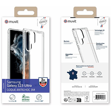 Avis Muvit Coque pour Samsung Galaxy S23 Ultra RENFORCEE ANTICHOC 3M Transparent