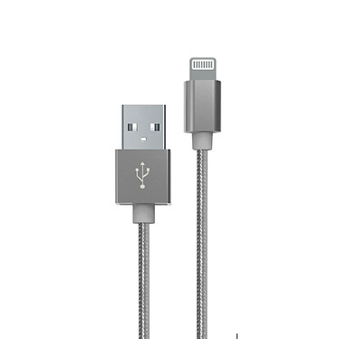 Myway Câble Lightning vers USB en Nylon Tressé Charge 12W et Synchronisation 1m Gris