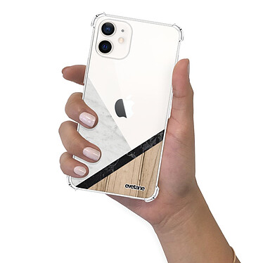 Evetane Coque iPhone 12 mini anti-choc souple angles renforcés transparente Motif Marbre et Bois Graphique pas cher