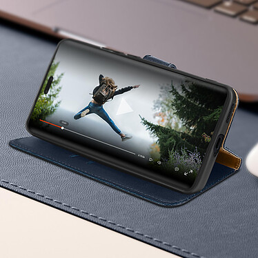 Avis Avizar Housse Xiaomi 13 Lite Cuir Véritable Clapet Porte-carte Support Vidéo  Bleu Nuit