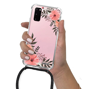 Evetane Coque cordon Samsung Galaxy S20 Dessin Fleurs roses pas cher