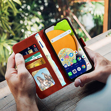 Avis Avizar Étui pour Samsung Galaxy A03 Similicuir Porte-carte Double languette magnétique  Rouge
