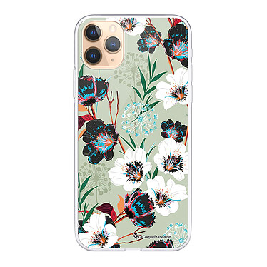 LaCoqueFrançaise Coque iPhone 11 Pro silicone transparente Motif Fleurs vert d'eau ultra resistant