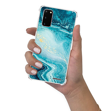 Evetane Coque Samsung Galaxy S20 anti-choc souple angles renforcés transparente Motif Bleu Nacré Marbre pas cher