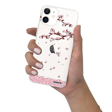 Evetane Coque iPhone 12 mini silicone transparente Motif Chute De Fleurs ultra resistant pas cher