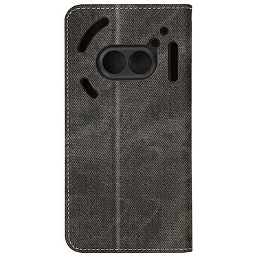 Avizar Étui pour Nothing Phone 2a Texture Denim Clapet Portefeuille et Stand Noir Chiné