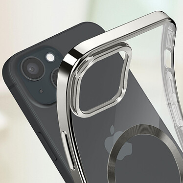 Acheter Avizar Coque MagSafe pour iPhone 15 Plus Silicone Protection Caméra  Contour Chromé Argent