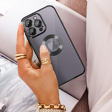 Acheter Avizar Coque iPhone 14 Pro Silicone Souple Bloc Caméra Couvert  Transparent Contour noir Chromé