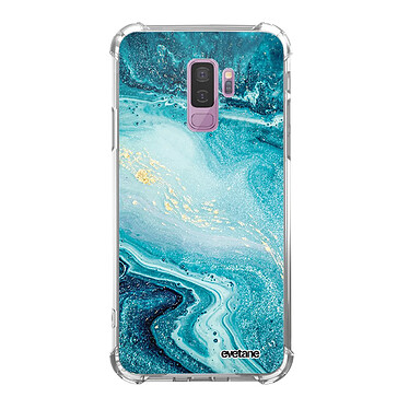 Evetane Coque Samsung Galaxy S9 Plus anti-choc souple angles renforcés transparente Motif Bleu Nacré Marbre