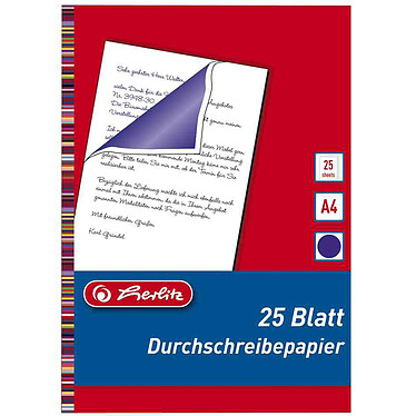 HERLITZ Lot de 25 feuilles papier Carbone écriture manuelle Bleu A4