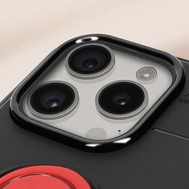 Avizar Coque pour iPhone 15 Pro Anneau Chromé Silicone flexible  Noire et Rouge pas cher