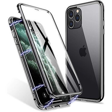 LaCoqueFrançaise Coque iPhone 11 Pro Max 360 intégrale aimanté noir et transparente Motif
