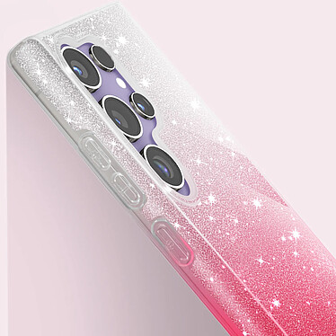 Avizar Coque pour Samsung S24 Ultra Paillette Silicone Semi rigide Fine Blanc / Rose pas cher