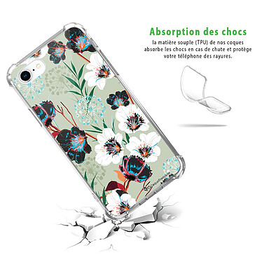 Avis LaCoqueFrançaise Coque iPhone 7/8/ iPhone SE 2020 anti-choc souple angles renforcés transparente Motif Fleurs vert d'eau