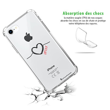 Avis LaCoqueFrançaise Coque iPhone 7/8/ iPhone SE 2020 anti-choc souple angles renforcés transparente Motif Coeur Noir Amour