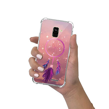 Evetane Coque Samsung Galaxy A8 2018 anti-choc souple angles renforcés transparente Motif Attrape rêve rose pas cher