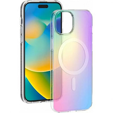 BigBen Connected Coque Compatible MagSafe Hybride aux Reflets Holographiques pour iPhone 15 Multicolore