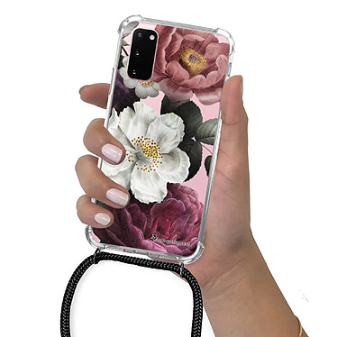 LaCoqueFrançaise Coque cordon Samsung Galaxy S20 Dessin Fleurs roses pas cher