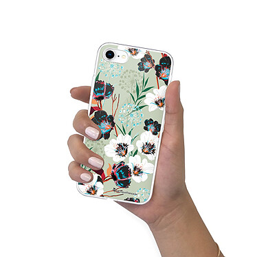 LaCoqueFrançaise Coque iPhone 7/8/ iPhone SE 2020/ 2022 silicone transparente Motif Fleurs vert d'eau ultra resistant pas cher