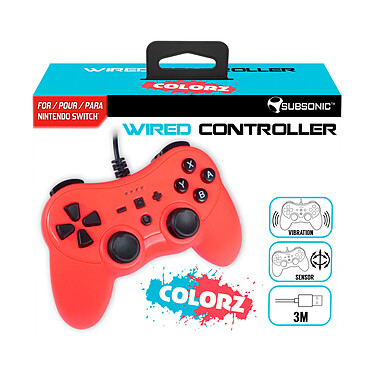 Subsonic Pro S wired controller Colorz Nintendo Switch Rouge