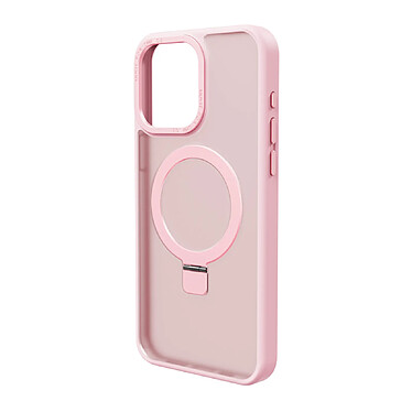 Muvit Coque pour iPhone 15 Pro Max avec Anneau Fonction Stand MagSafe Rose