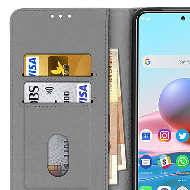 Avizar Étui pour Xiaomi Redmi Note 10 Pro Clapet Portefeuille Support Vidéo  Gris pas cher